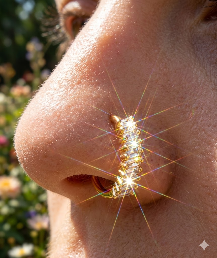 Gold Plated Chunky Cubic Zirconia Nose Ring