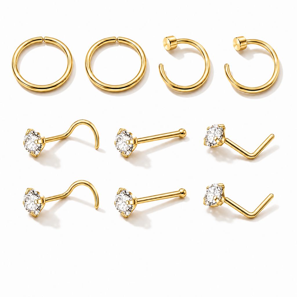Value/Trial Pack (Nose ring, faux ring, L shape, S shape and ball pin studs)
