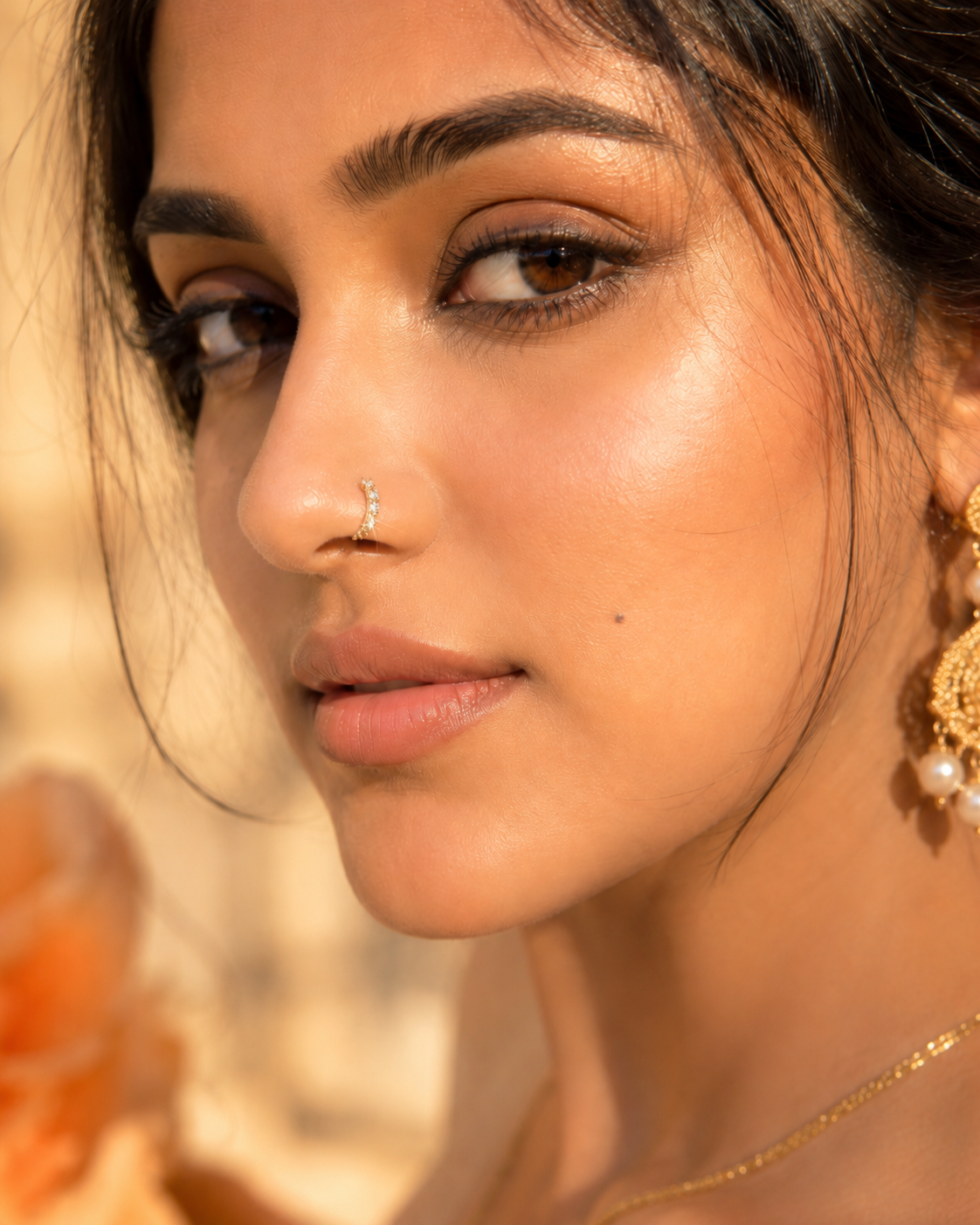 Chunky Gold Plated Cubic Zirconia Nose Ring (8mm)