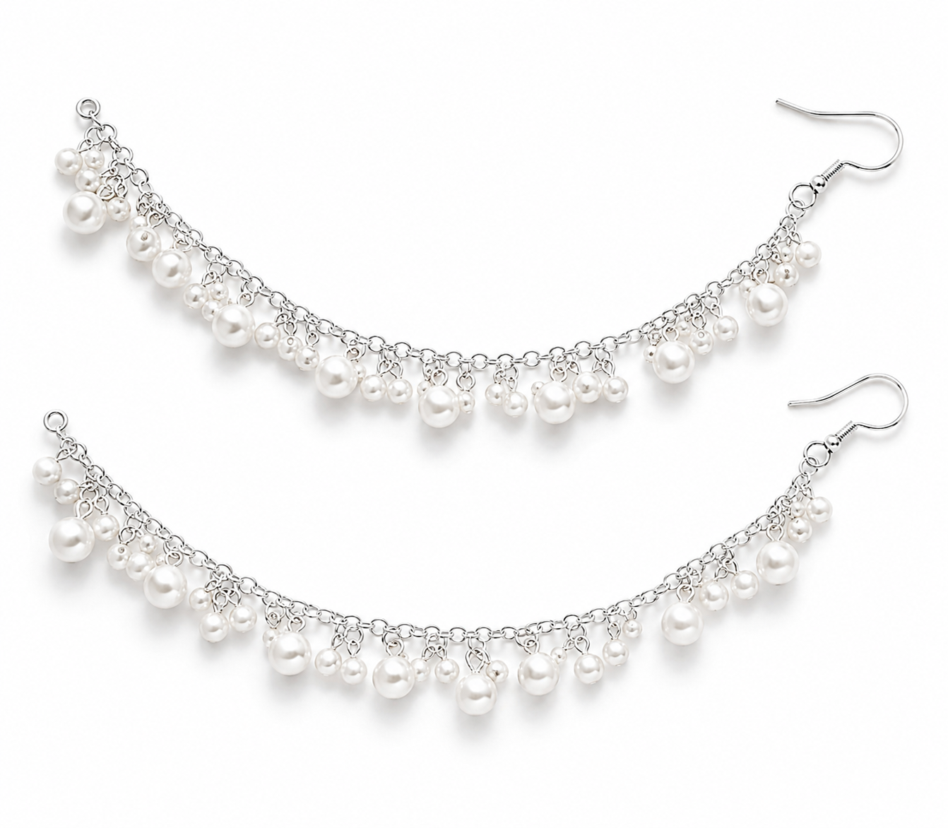 Meher | Silver Pearl Sahare Earring Chain