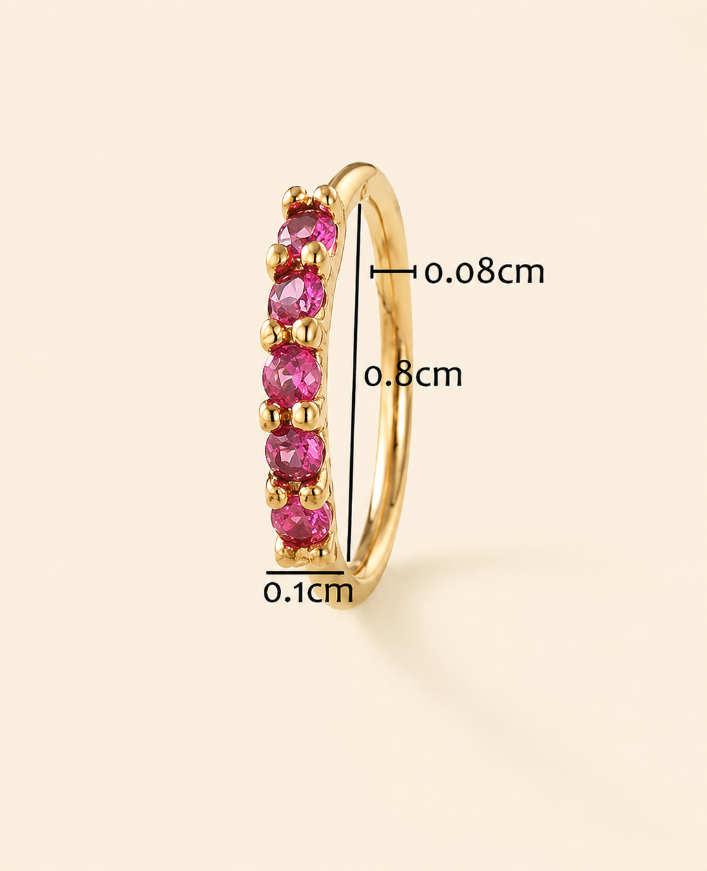Magenta Cubic Zirconia Gold Ring
