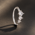 3 Gem Cubic Zirconia Nose Ring Copper Alloy Rhinestone (Silver)