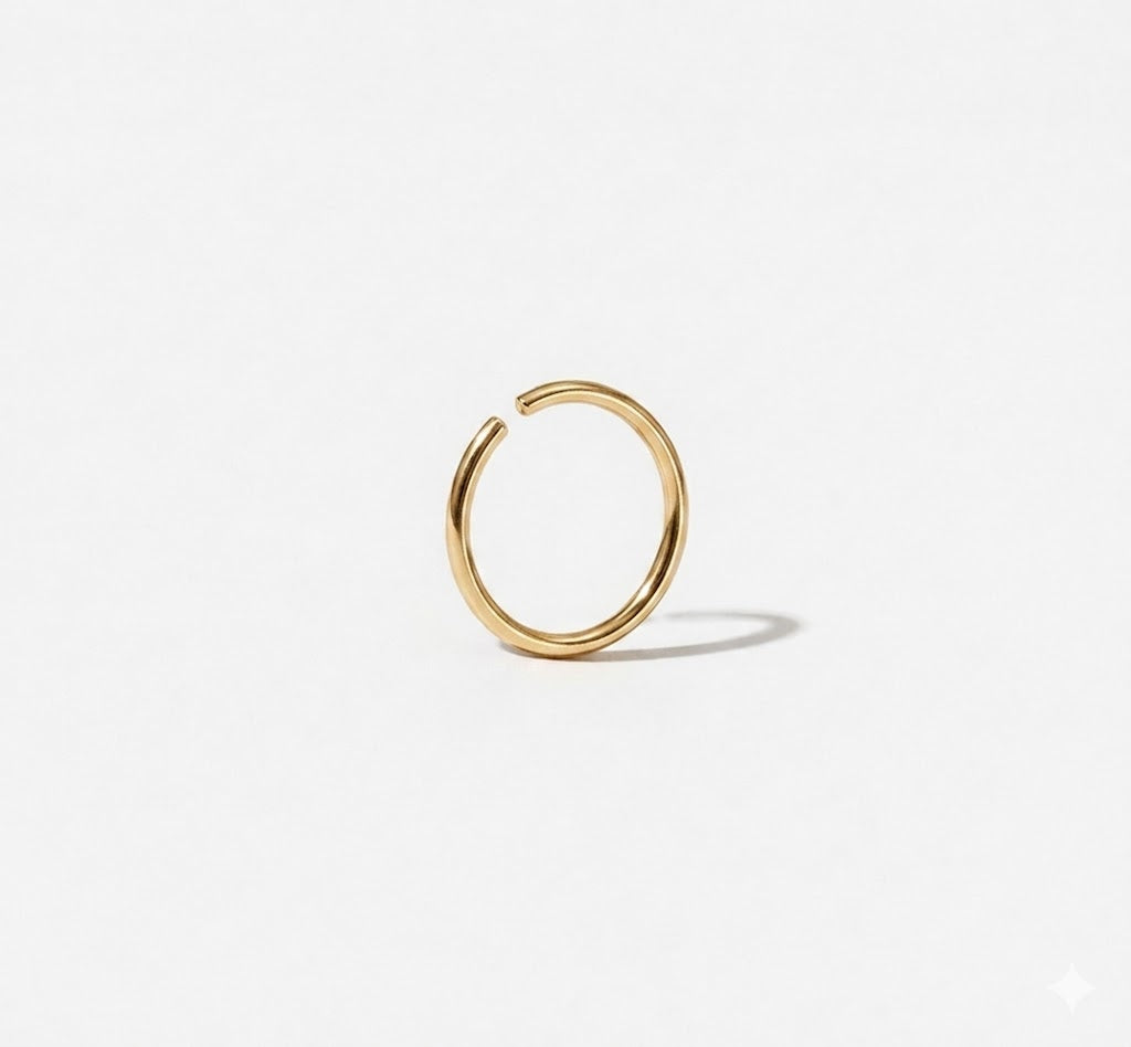 Gold 925 Sterling Silver Nose Ring Hoop – Cartilage / Lip Piercing (No Hinge, Seamless Design)