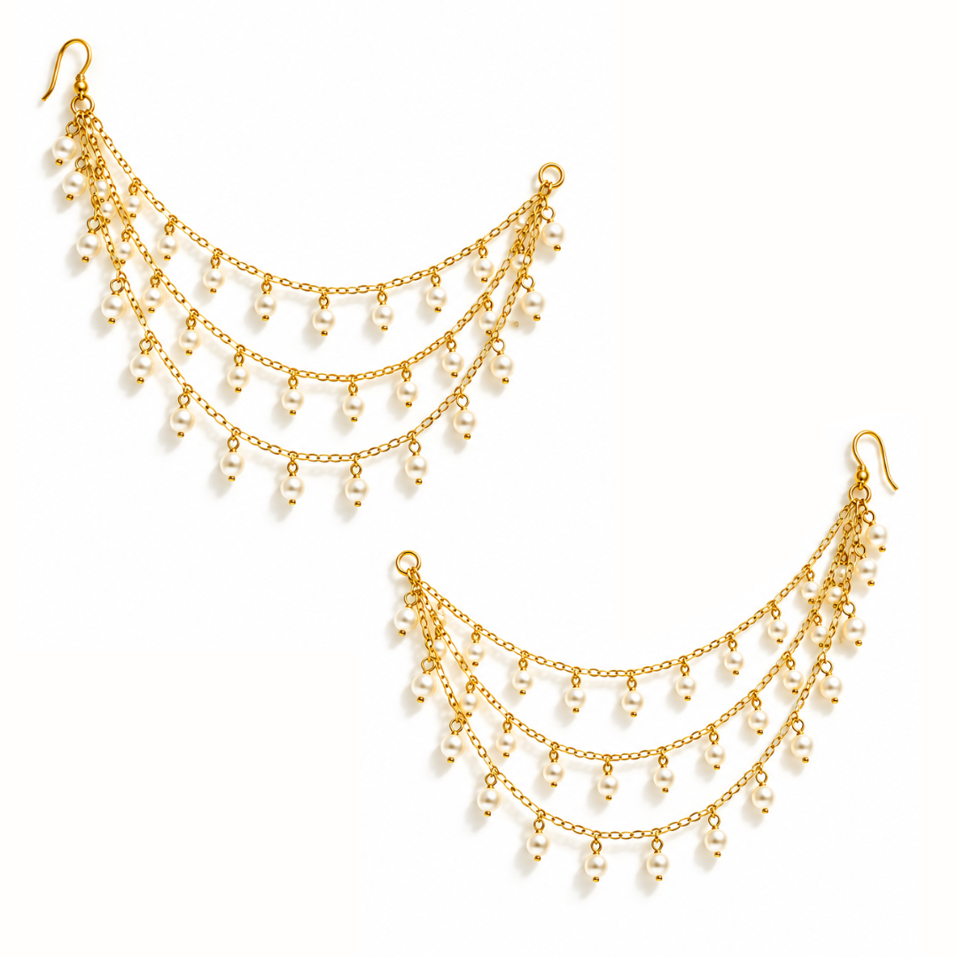 Sia | Gold Pearl Sahare Earring Chain