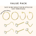 Value/Trial Pack (Nose ring, faux ring, L shape, S shape and ball pin studs)