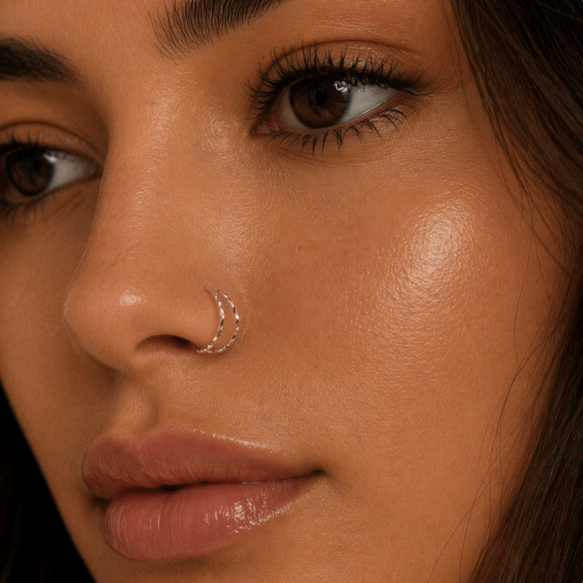 Double hoop nose ring - 925 Sterling Silver (no hinge design) - Gold and Silver Options