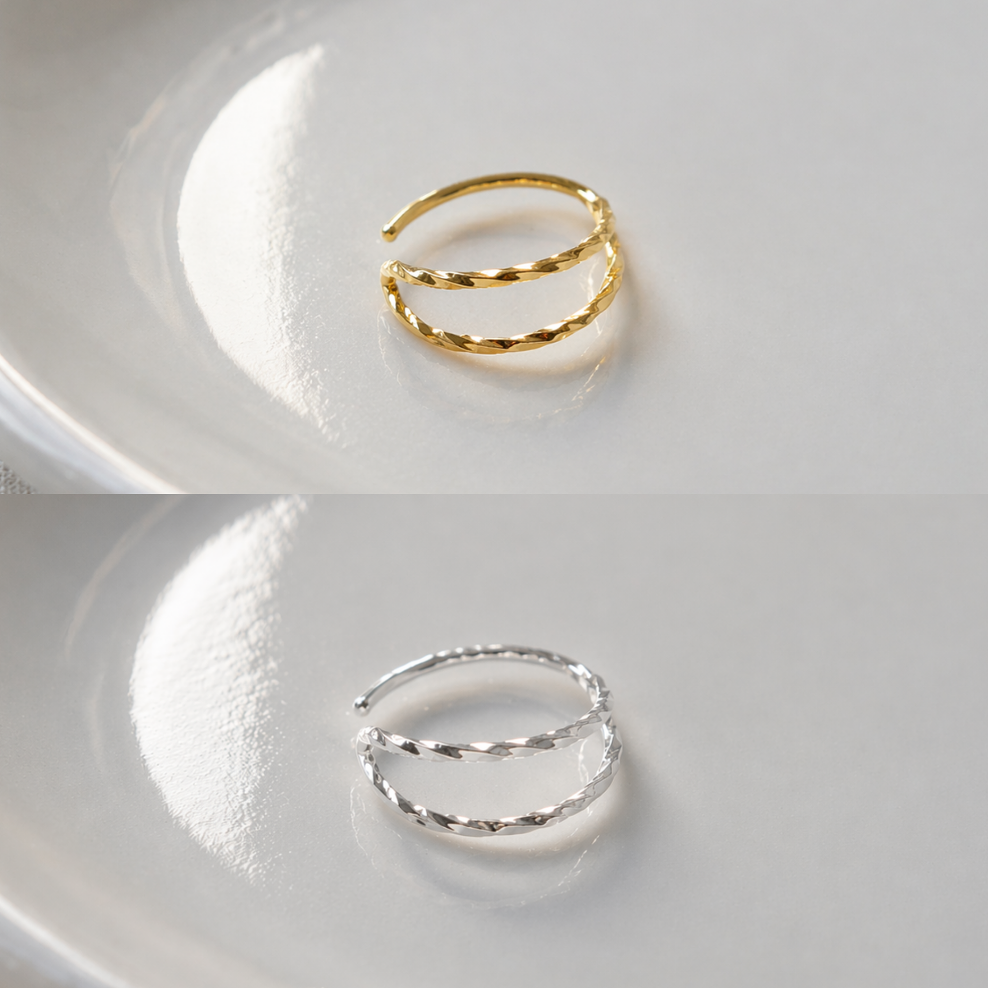 Double hoop nose ring - 925 Sterling Silver (no hinge design) - Gold and Silver Options