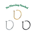 3pcs Gold, Black and Silver Stainless Steel Fake Slide On Nose Rings