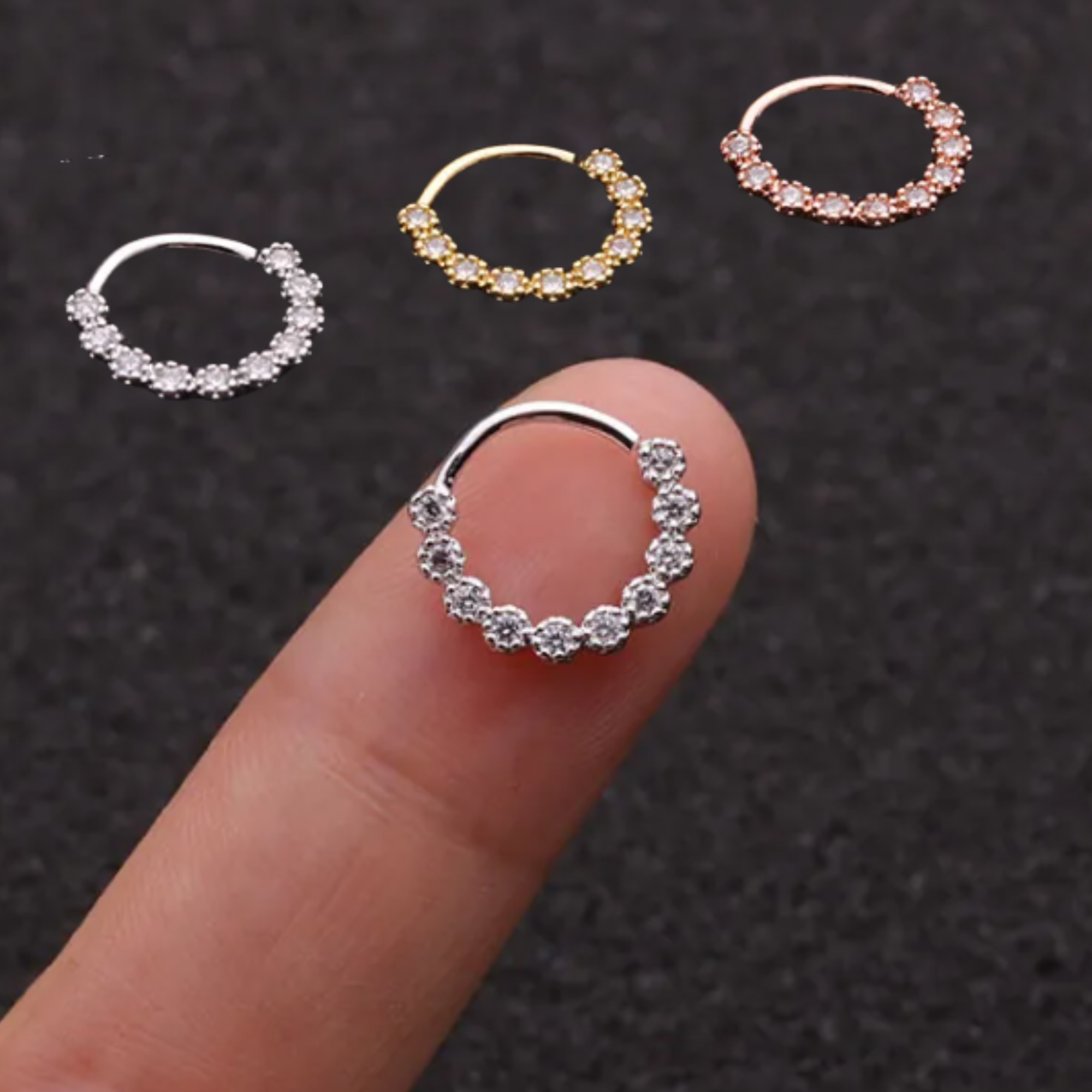 Zircon Copper Nose Ring (8mm)