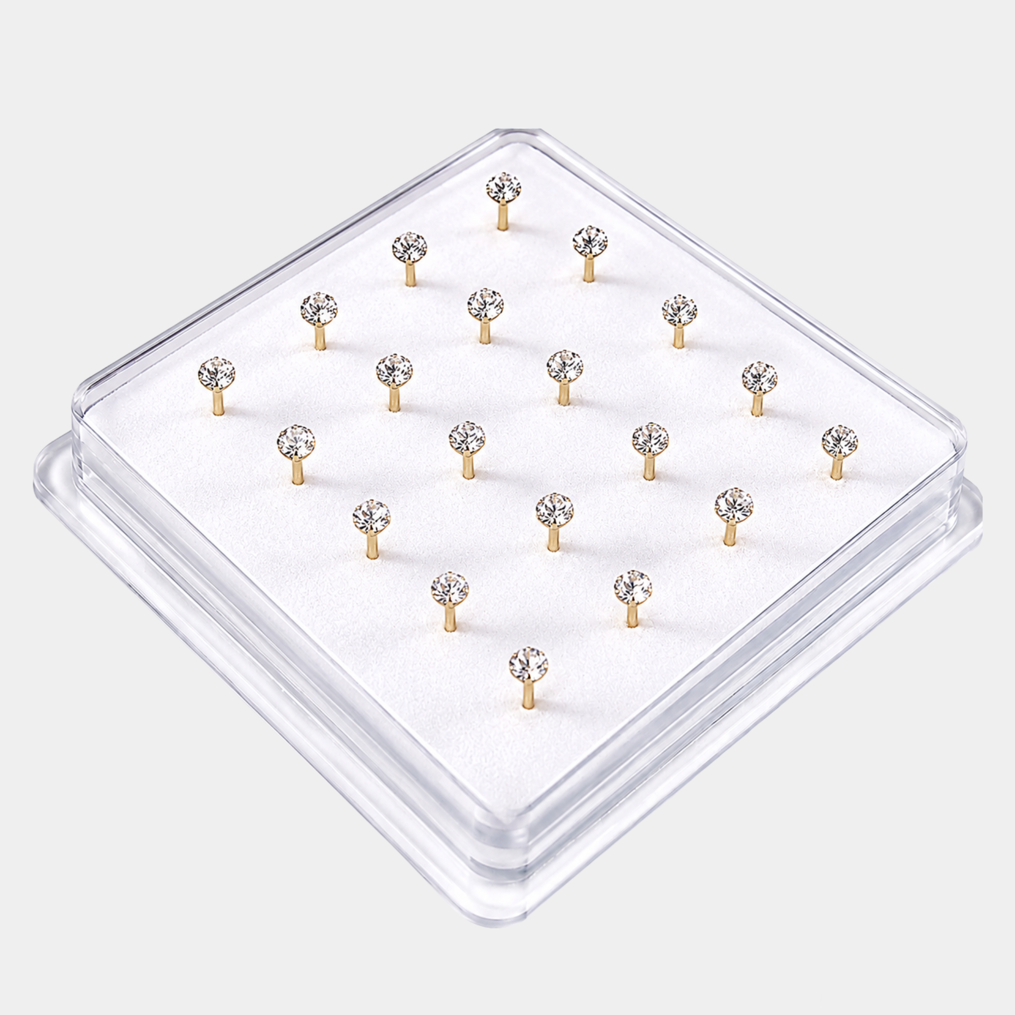 20pcs Gold and Silver 2mm Cubic Zirconia Nose Stud (Ball Pin)