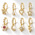 8 Pack Gold/Silver Dangle Charm Nose Rings
