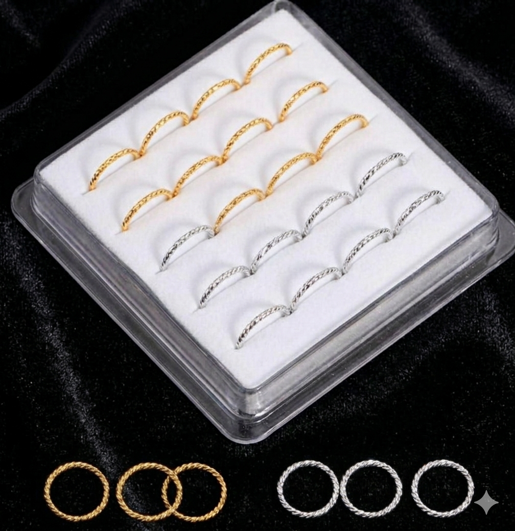 20 pcs Starry Copper Nose Rings Gold/Silver/Mix