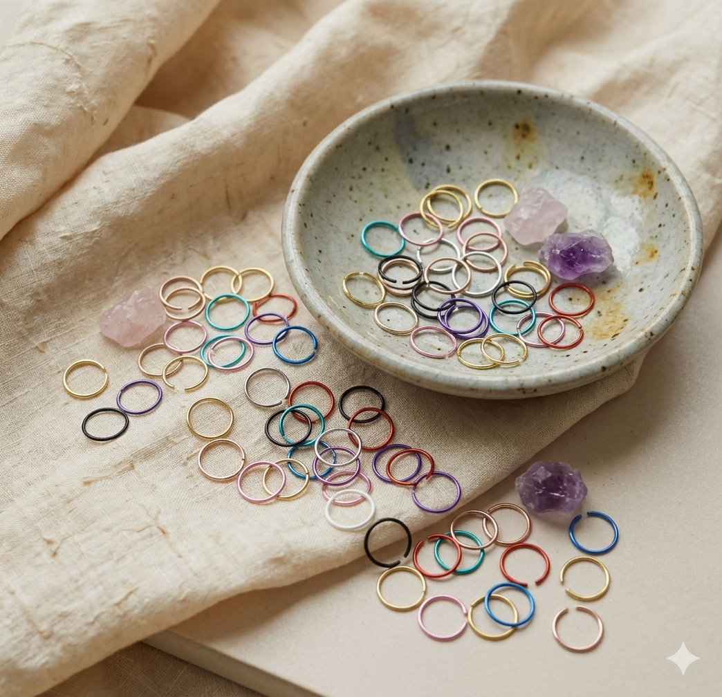 40pcs Colourful Copper Nose Rings (White, Black, Gold, Red, Blue, Pink, Purple, Teal)