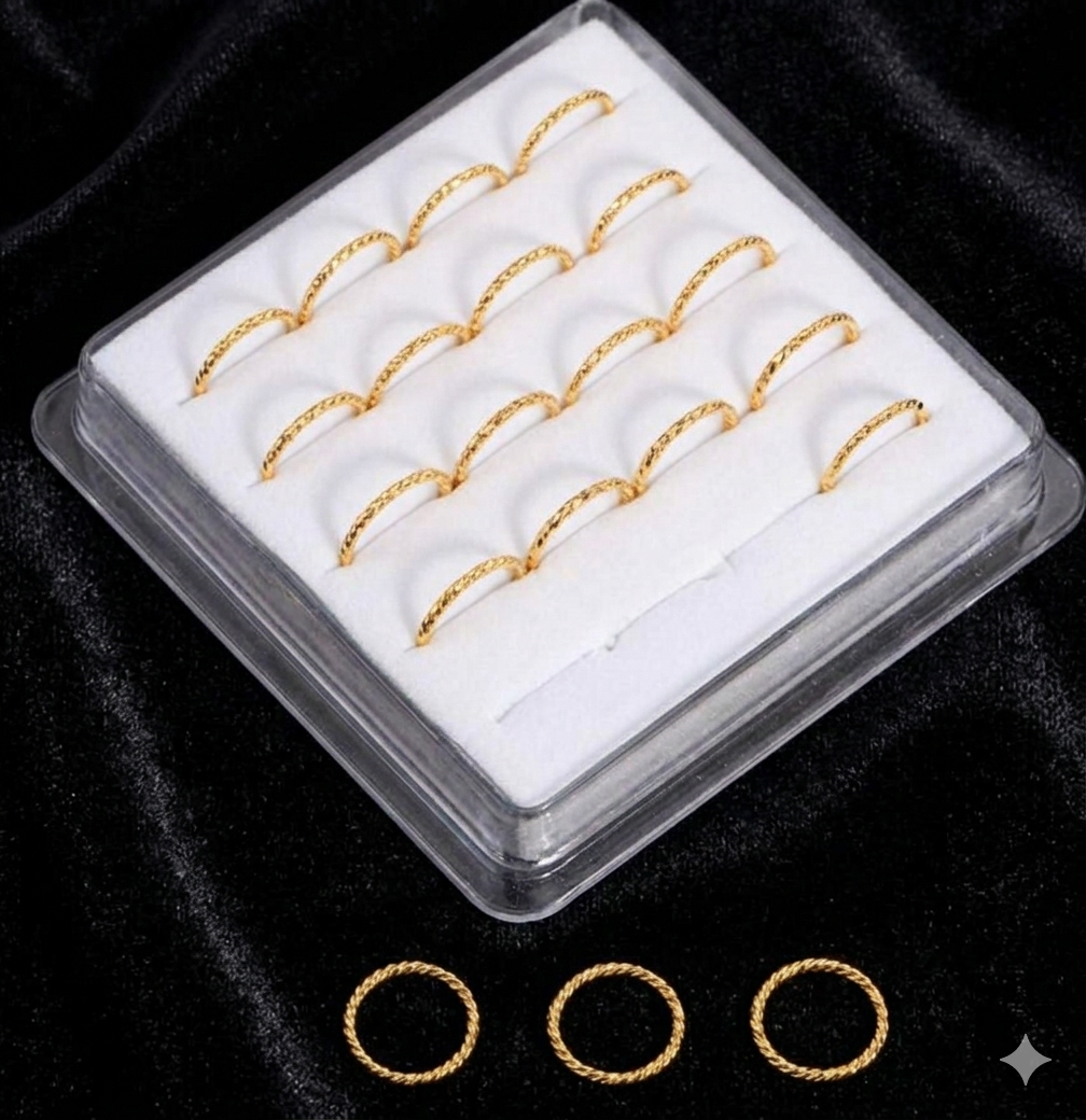 20 pcs Starry Copper Nose Rings Gold/Silver/Mix