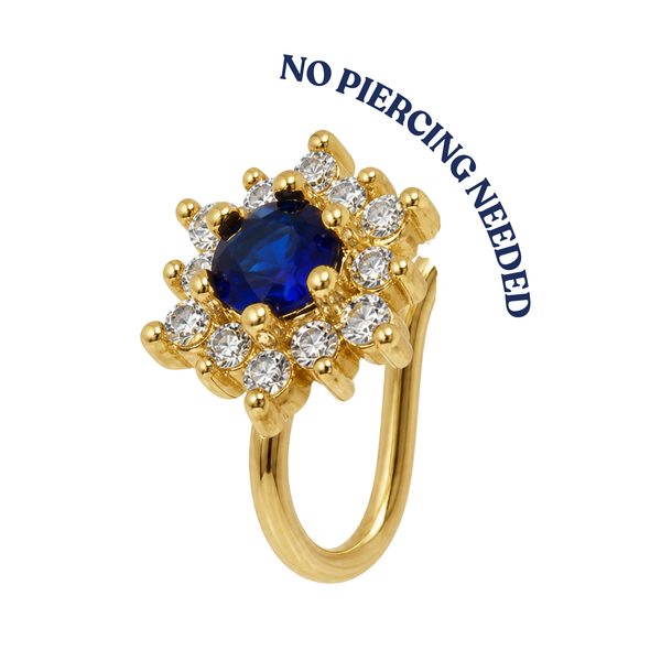 Luxe Gold Ocean Blue Slide on Nose jewelry/Ring/clip