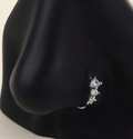 3 Gem Cubic Zirconia Nose Ring Copper Alloy Rhinestone (Silver)
