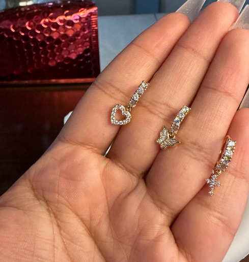 3 pack dangle nose rings (Heart, Butterfly and Cross)