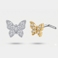 18K Gold Plated 20G Butterfly Nose Ring L Shape