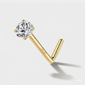 14K Gold Filled Stainless Steel 2.5mm Cubic Zirconia Hypoallergenic Nose Studs L shape