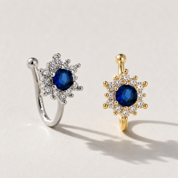 Luxe Ocean Blue Slide on Nose jewelry/Ring/clip (Gold and Silver)
