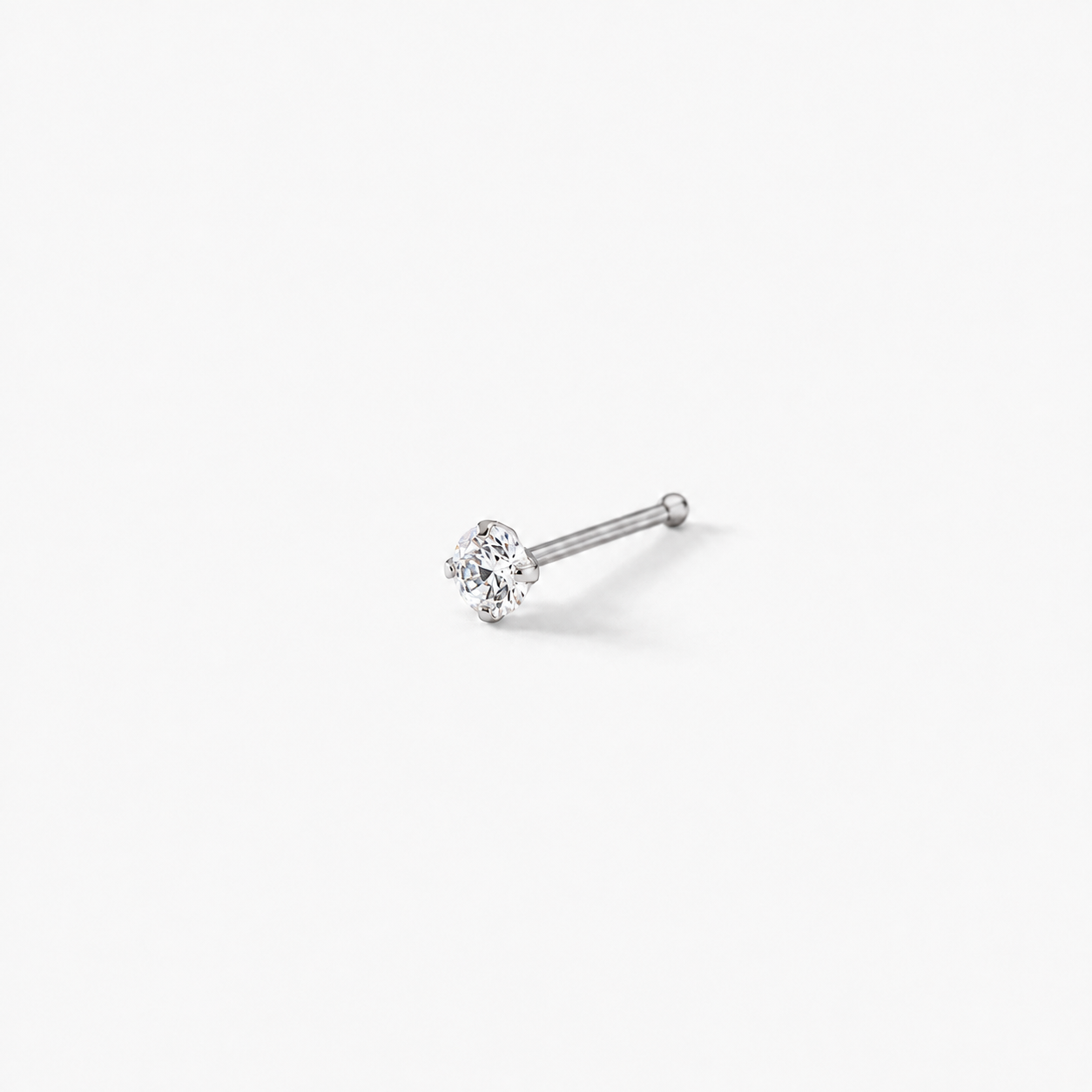 Aura Premium | 24G 925 Sterling Silver Nose Stud + 2.5mm Cubic Zirconia Inlaid