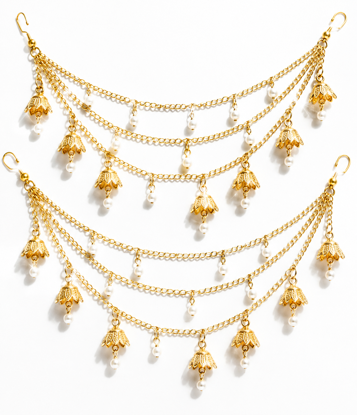 Sunehri | Gold Pearl Sahare Earring Chain