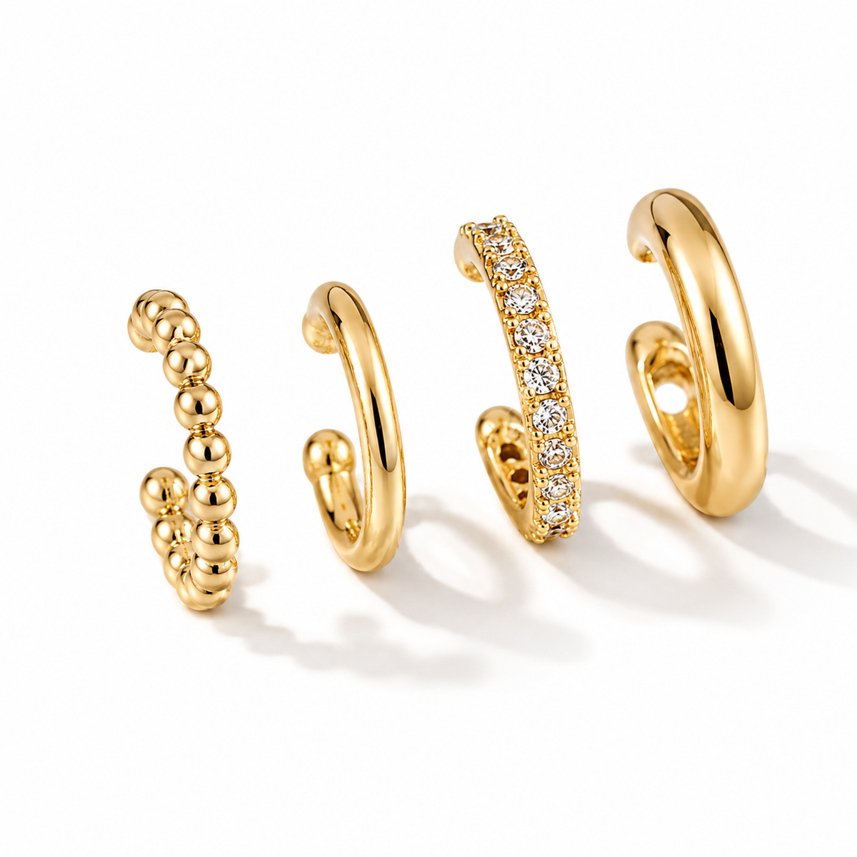 Cubic Zirconia Stackable Ear Cuff Set Non-Pierced Jewelry