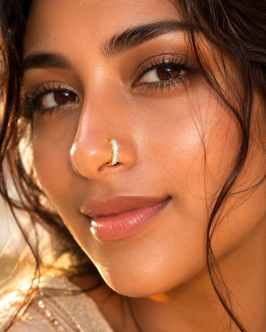 Gold Plated Chunky Cubic Zirconia Nose Ring