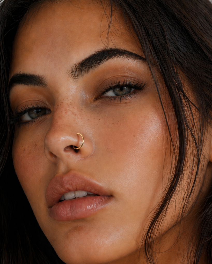 Gold 925 Sterling Silver Nose Ring Hoop – Cartilage / Lip Piercing (No Hinge, Seamless Design)