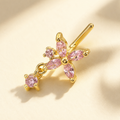 Gold Plated Pink Blush Zirconia Nose Stud (L shaped)