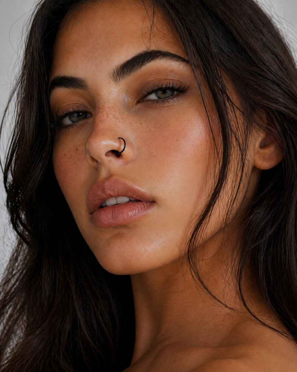 Black 925 Sterling Silver Nose Ring Hoop – Cartilage / Lip Piercing (No Hinge, Seamless Design)