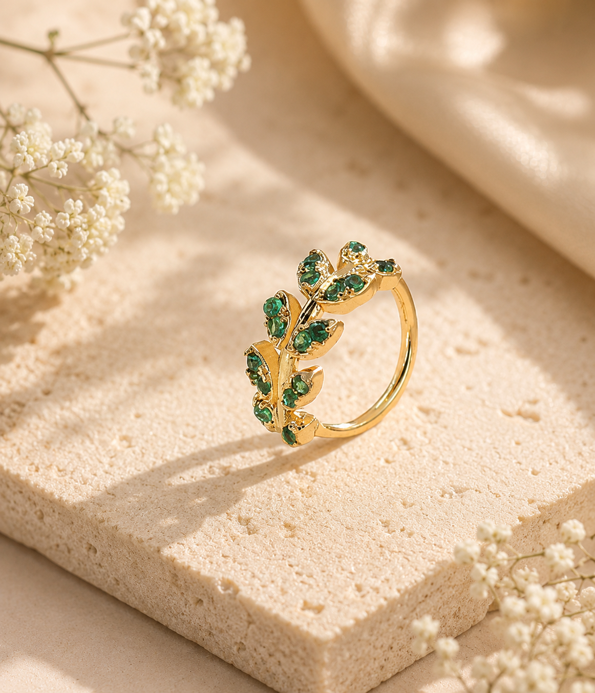 Green Leaf Micro Inlaid Zirconia Nose Ring